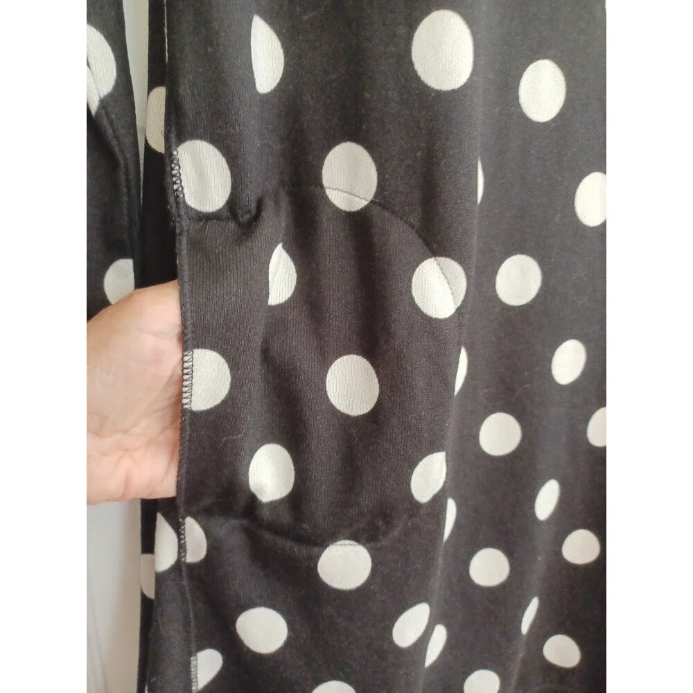 Kate Spade black white polkadot knit dress M pockets comfy trendy classic design